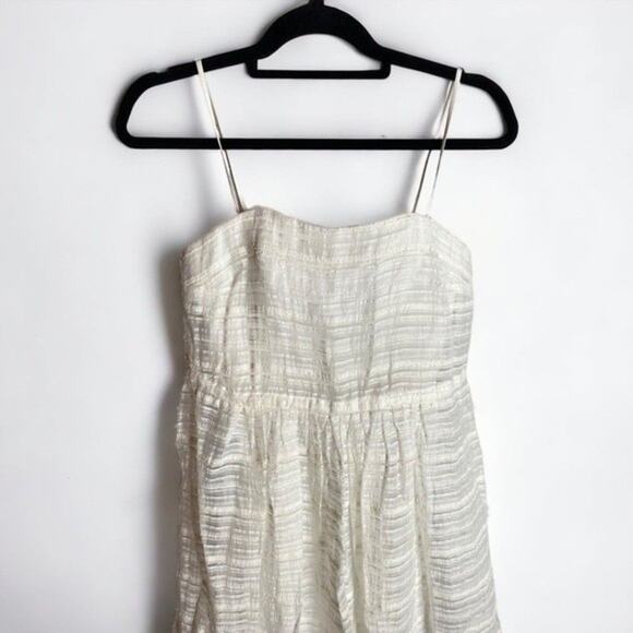 Tracey Reese Sheer Solid Stripes High/Low Strapless Dress in White New with tag - Picture 3 of 10